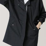 Loose Fit Hooded Zip Front Trench Coat