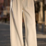 Chenille ribbed wide-leg pants