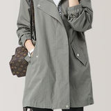 Loose Fit Hooded Zip Front Trench Coat