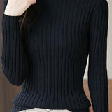 Slim ribbed half turtleneck sweater