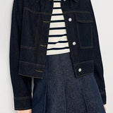 Dark Blue Denim Cropped Jacket