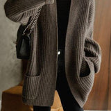 Laid-Back No-Button Faux Wool Cardigan