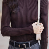 Simple Rolled-edge Round-neck Sweater.