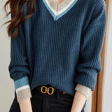 Color Block V-Neck Sweater