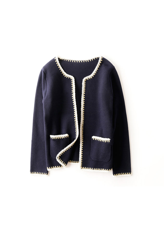 Chanel style no-color knit jacket with 2 colors – liwisi